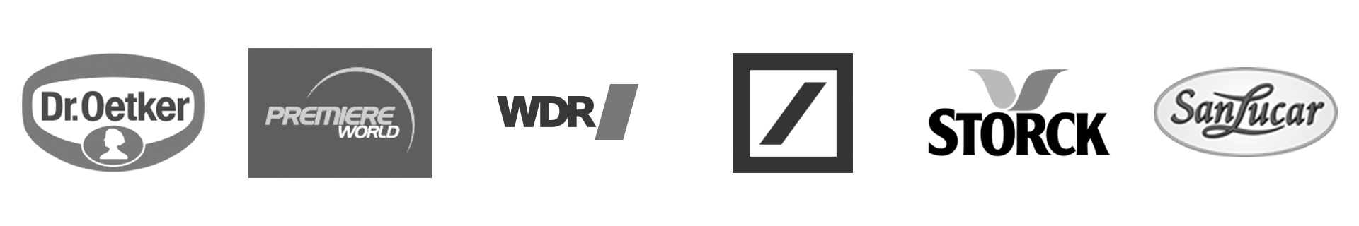Dr. Oetker, Premiere World, WDR, Deutsche Bank, Storck, San Lucar